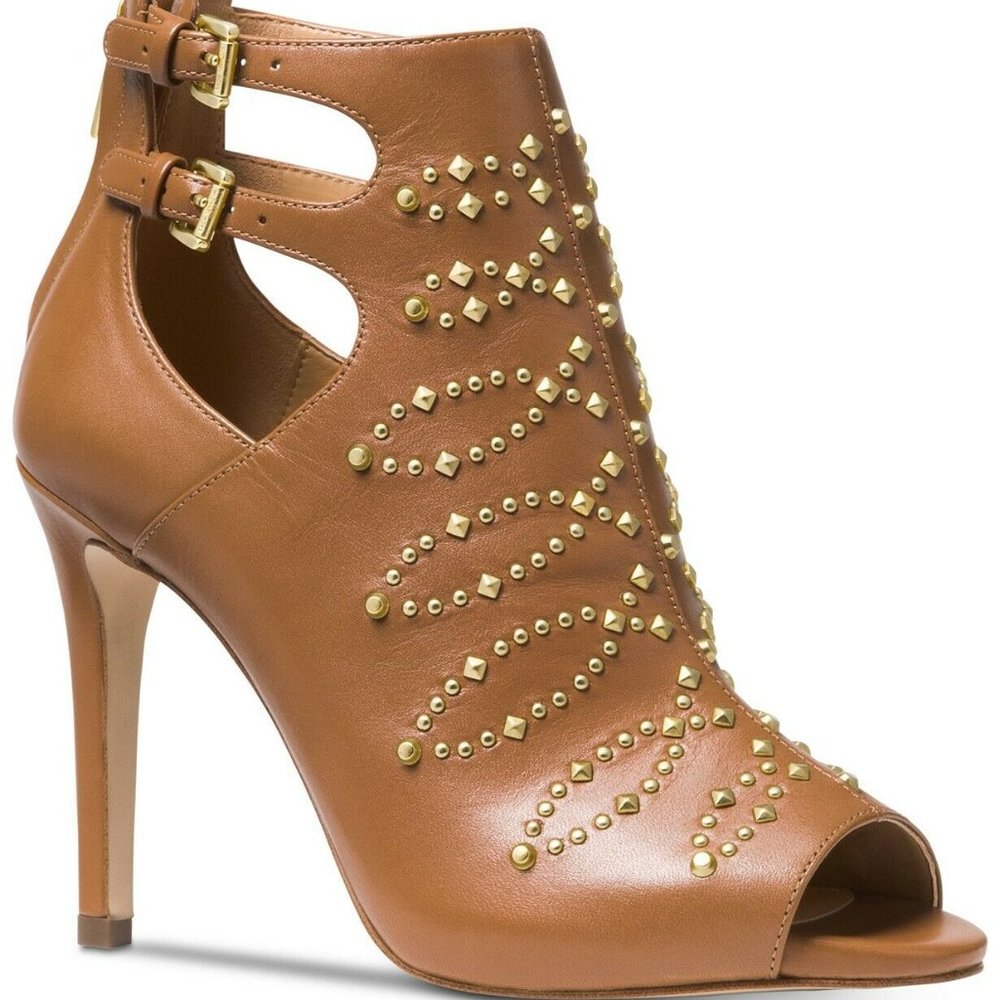 Michael Kors Jordana Leather Acorn Brown Open-Toe